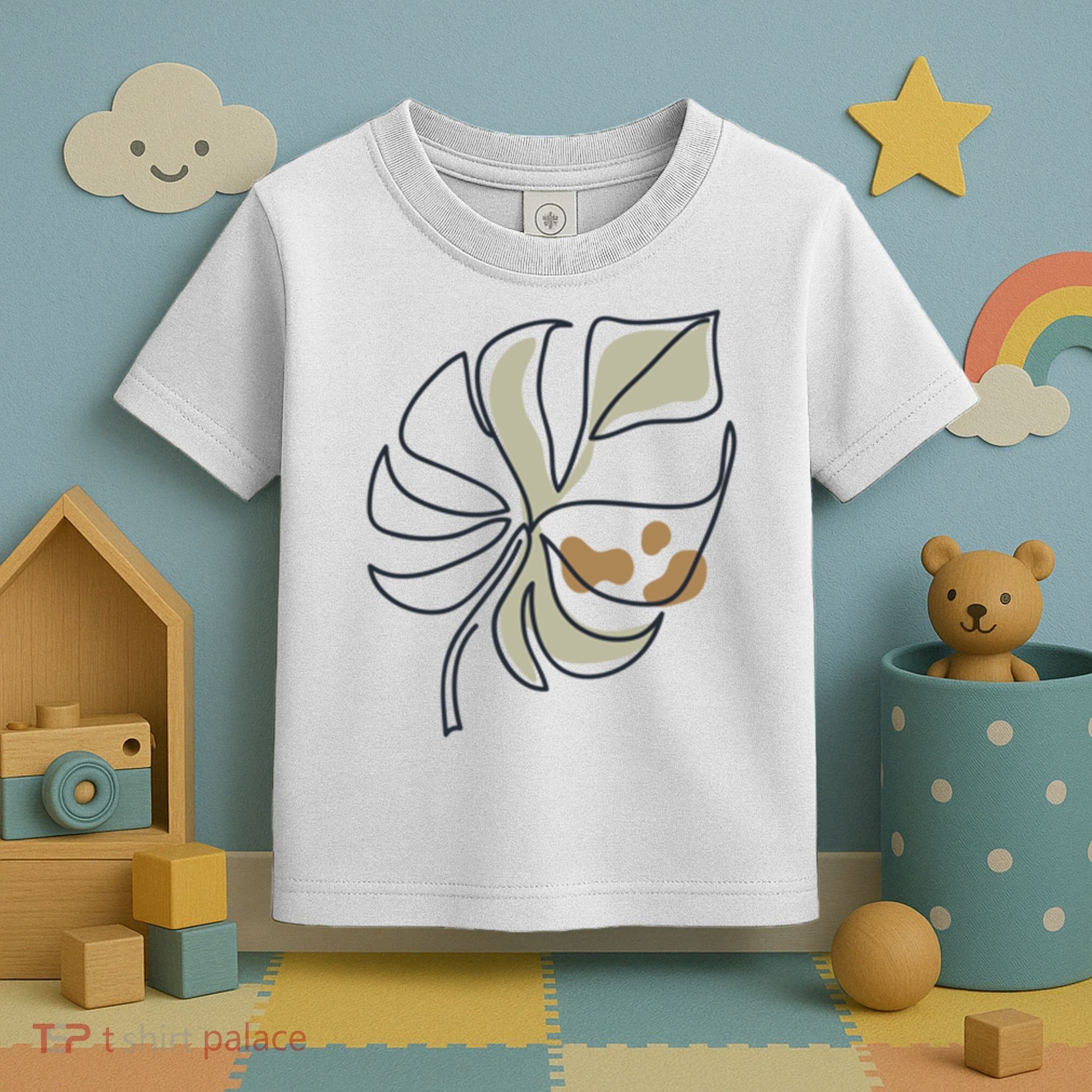 Monstera Leaf Monstera Deliciosa Cheese Plant Line Art Gift Toddler T-Shirt