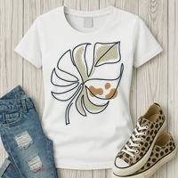 Monstera Leaf Monstera Deliciosa Cheese Plant Line Art Gift Women's T-Shirt thumb 3