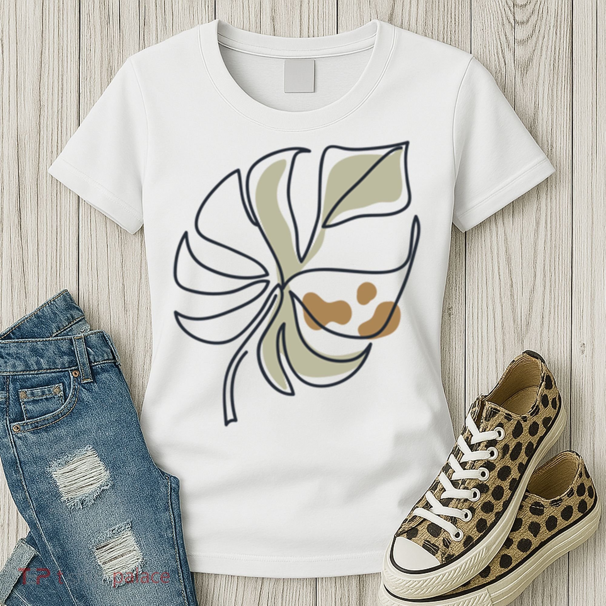 Monstera Leaf Monstera Deliciosa Cheese Plant Line Art Gift Women's T-Shirt