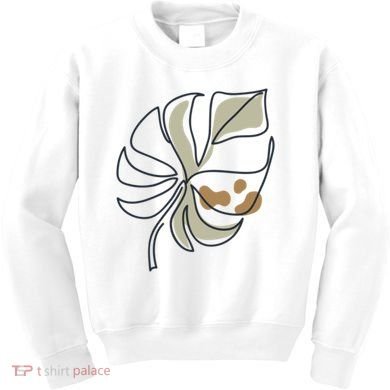 Monstera Leaf Monstera Deliciosa Cheese Plant Line Art Gift Kids Sweatshirt