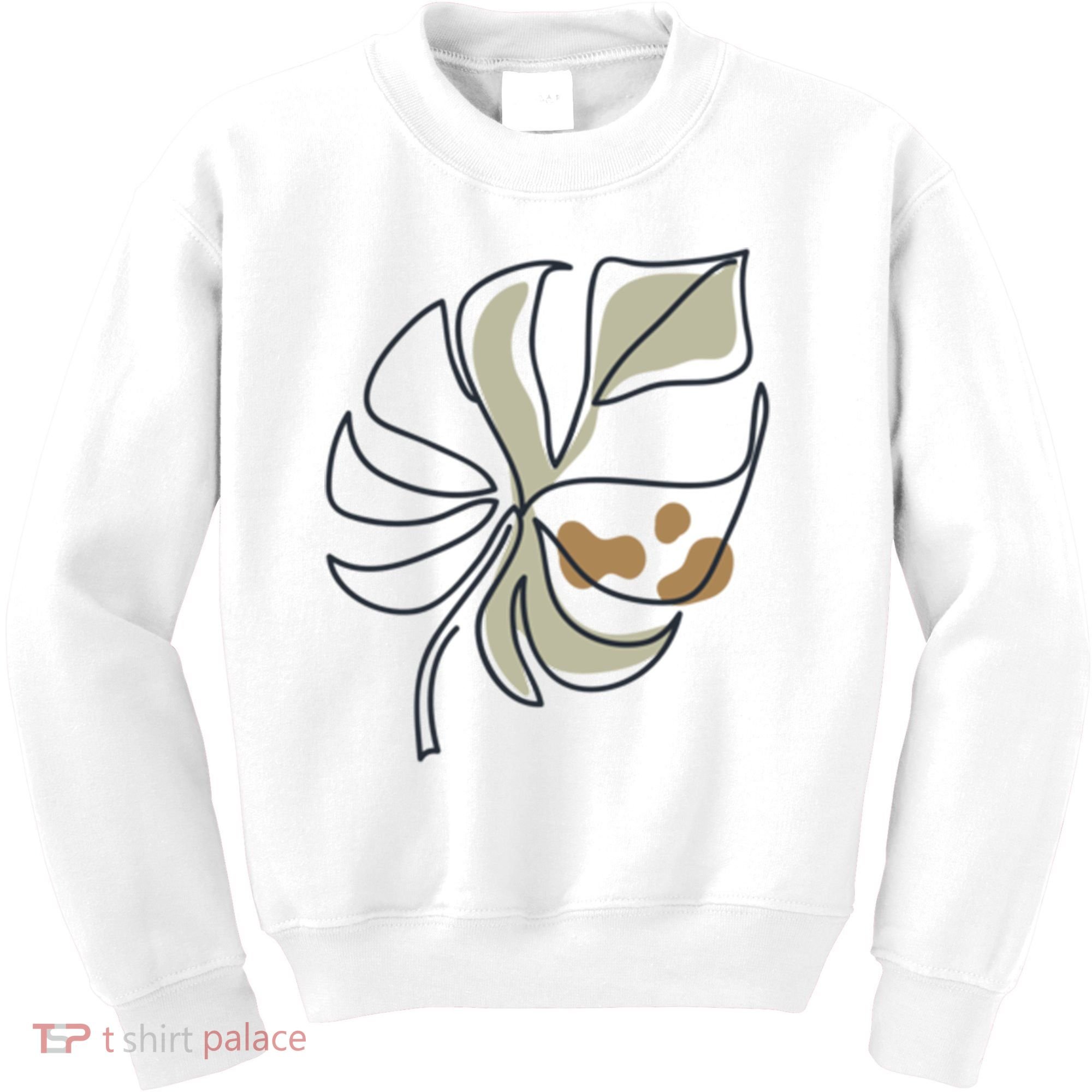 Monstera Leaf Monstera Deliciosa Cheese Plant Line Art Gift Kids Sweatshirt