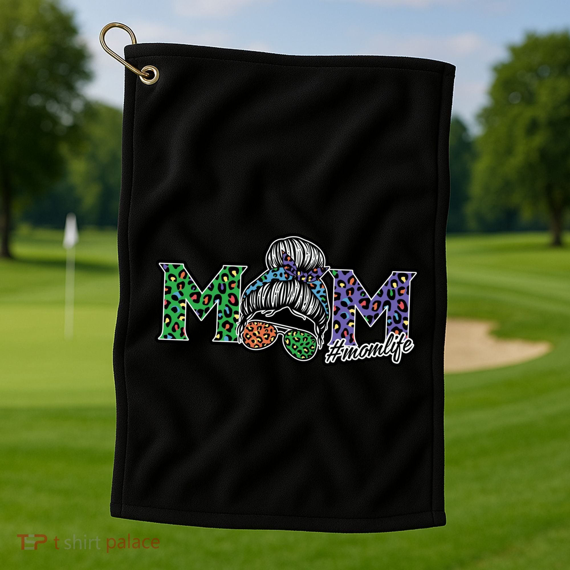Mom Life Mothers Day Hair Bun Golf Towel