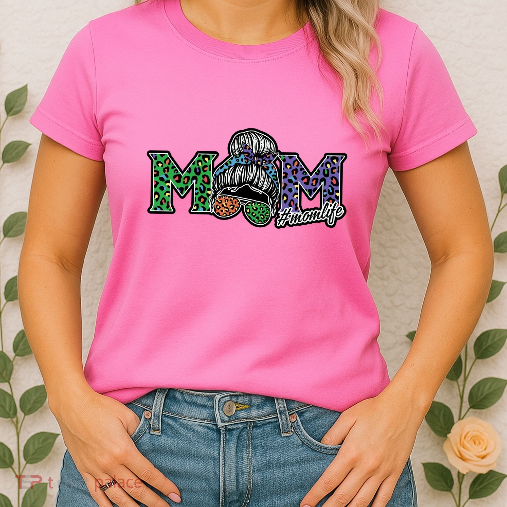 Mom Life Mothers Day Hair Bun Women's T-Shirt
