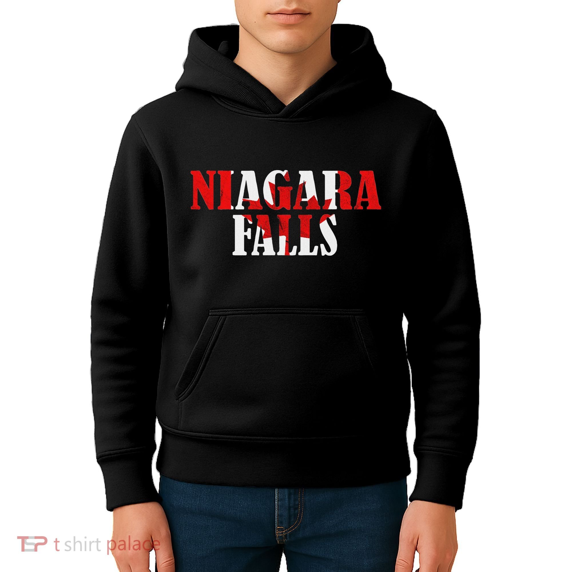 Maple Leaf Niagara Falls Canada Canadian Roots Canada Flag Kids Hoodie