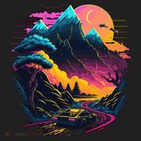 Mountain Life Neon Car Road Scene Women's Sweatshirt thumb 2