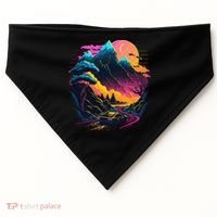 Mountain Life Neon Car Road Scene USA-Made Doggie Bandana thumb 0