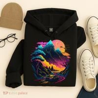 Mountain Life Neon Car Road Scene Hoodie thumb 4