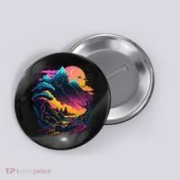 Mountain Life Neon Car Road Scene Button thumb 0