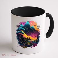 Mountain Life Neon Car Road Scene Coffee Mug thumb 1