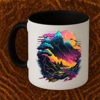 Mountain Life Neon Car Road Scene Coffee Mug thumb 2