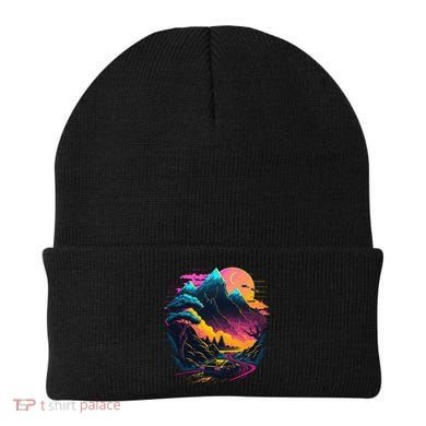 Mountain Life Neon Car Road Scene Beanie