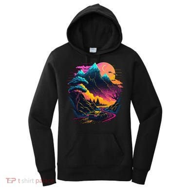 Mountain Life Neon Car Road Scene Women's Hoodie