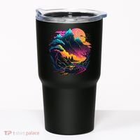 Mountain Life Neon Car Road Scene Tumbler thumb 0