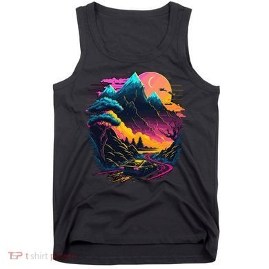 Mountain Life Neon Car Road Scene Tank Top