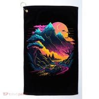 Mountain Life Neon Car Road Scene Golf Towel thumb 0