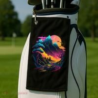 Mountain Life Neon Car Road Scene Golf Towel thumb 2