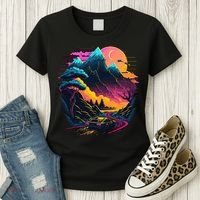 Mountain Life Neon Car Road Scene Women's T-Shirt thumb 3