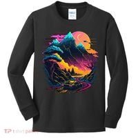 Mountain Life Neon Car Road Scene Kids Long Sleeve Shirt thumb 0