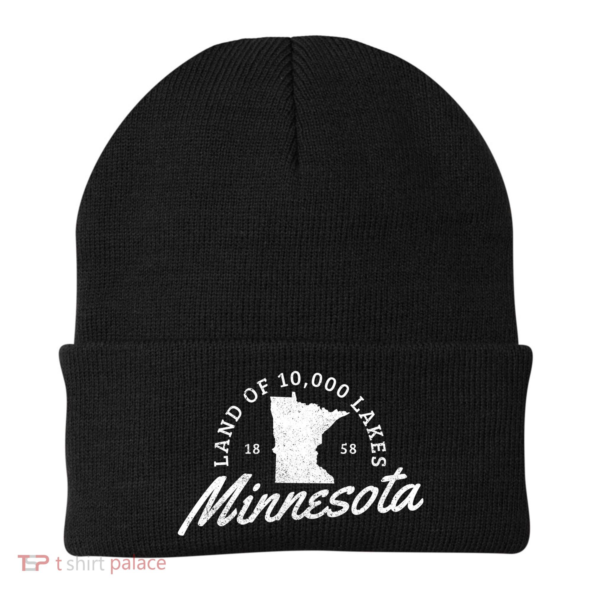Minnesota Land Of The 10000 Lakes State Map Souvenir Gift Beanie