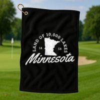 Minnesota Land Of The 10000 Lakes State Map Souvenir Gift Golf Towel thumb 1