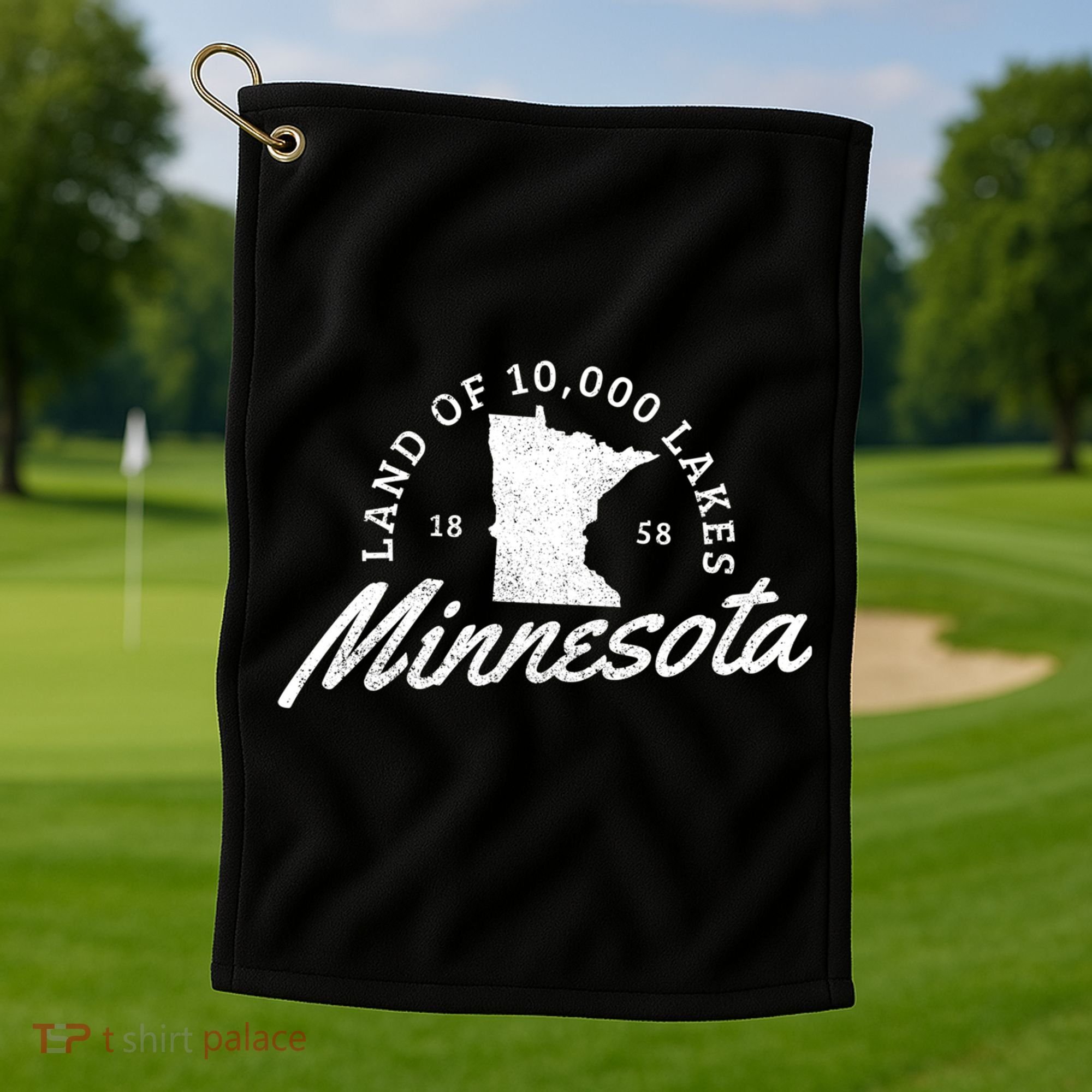 Minnesota Land Of The 10000 Lakes State Map Souvenir Gift Golf Towel