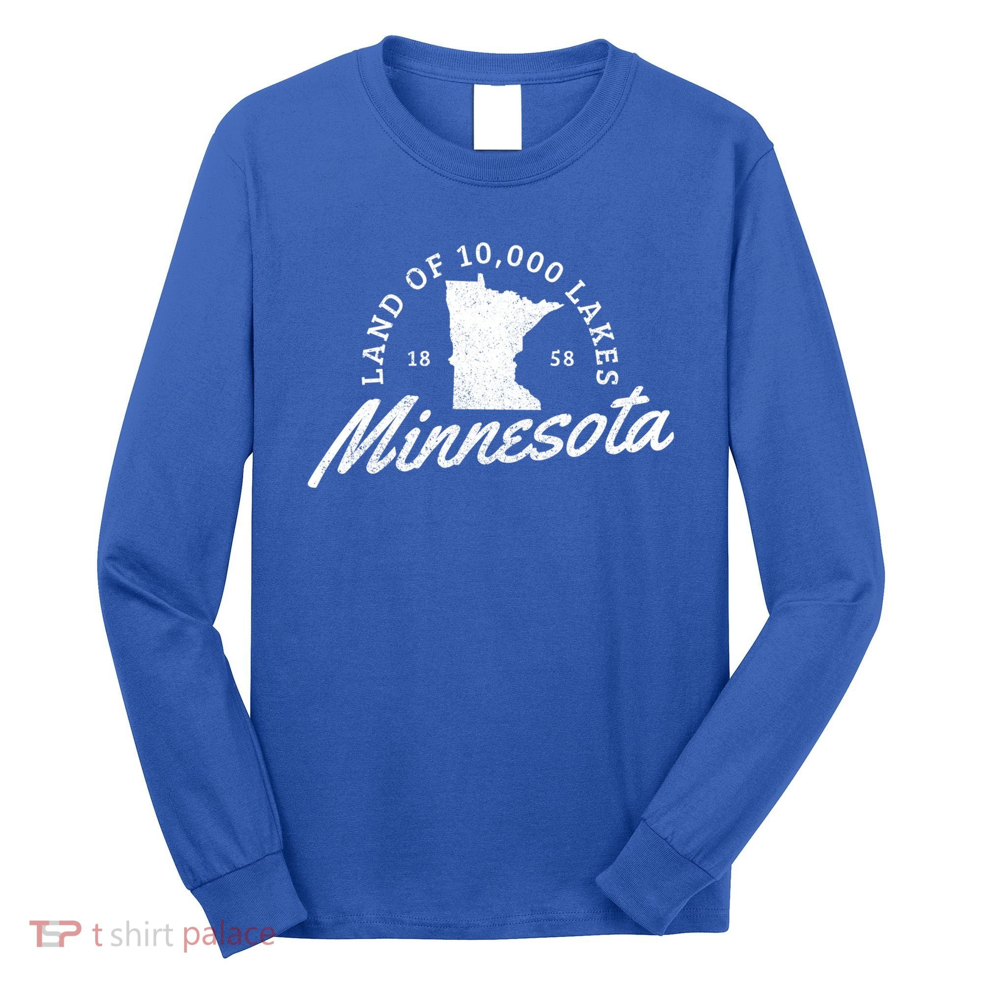 Minnesota Land Of The 10000 Lakes State Map Souvenir Gift Long Sleeve Shirt