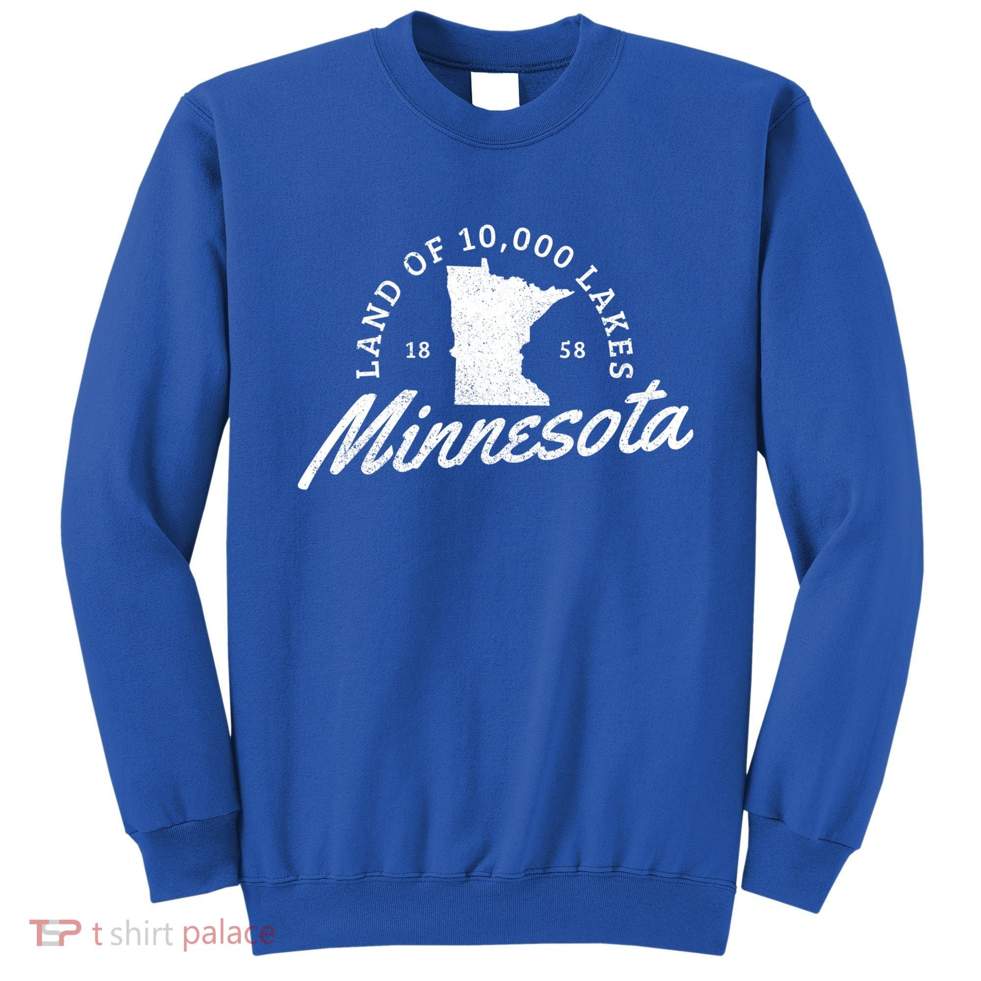Minnesota Land Of The 10000 Lakes State Map Souvenir Gift Sweatshirt