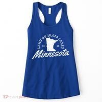 Minnesota Land Of The 10000 Lakes State Map Souvenir Gift Women's Tank Top thumb 0