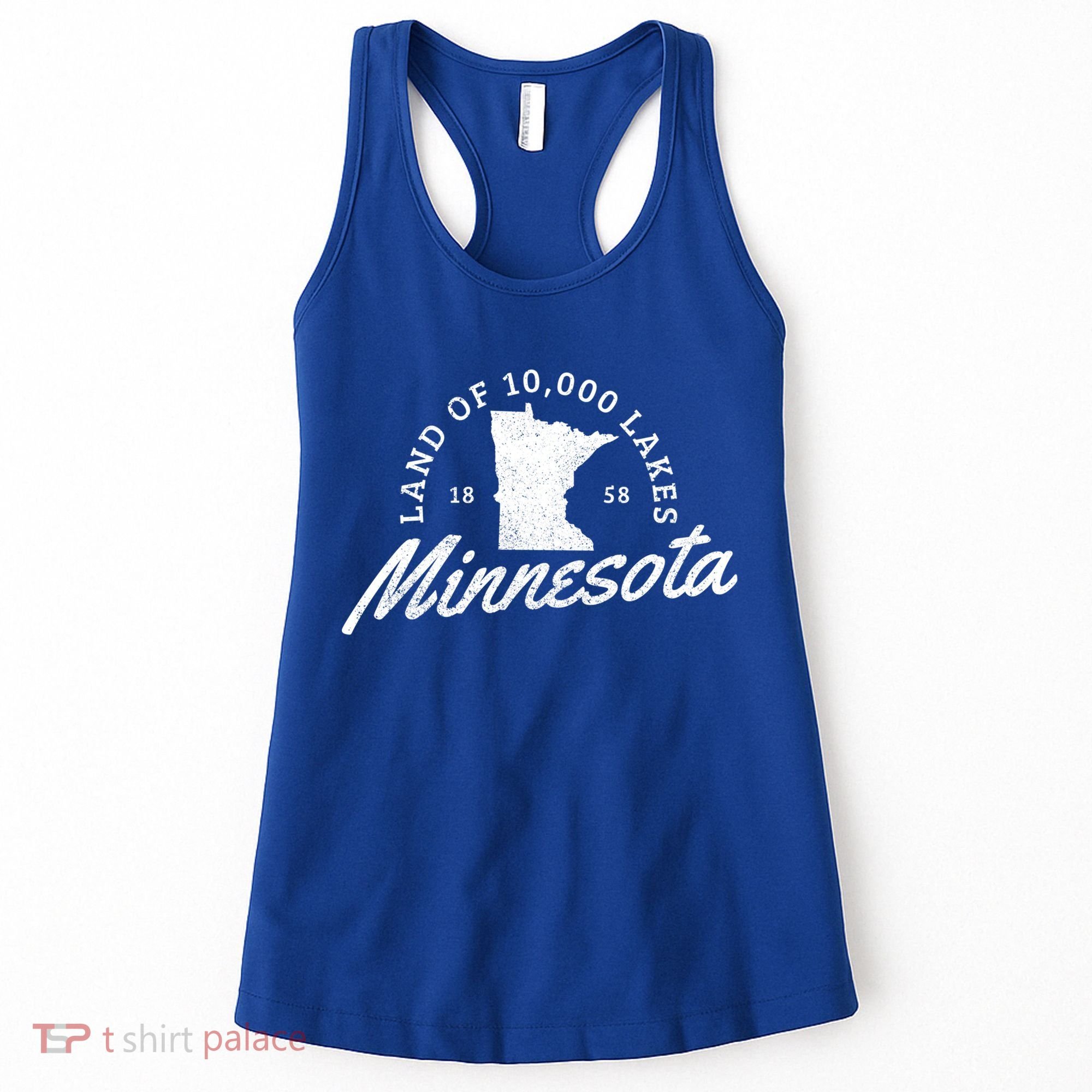 Minnesota Land Of The 10000 Lakes State Map Souvenir Gift Women's Tank Top