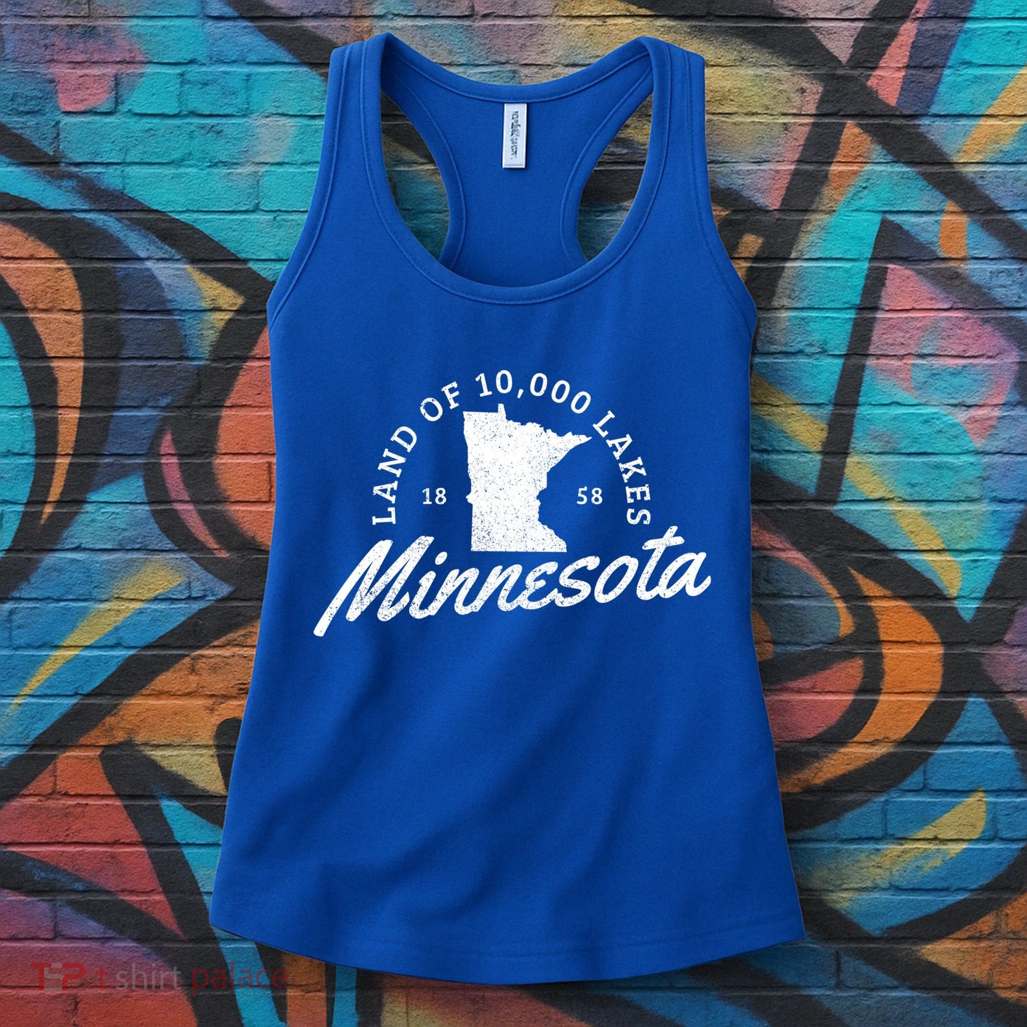 Minnesota Land Of The 10000 Lakes State Map Souvenir Gift Women's Tank Top