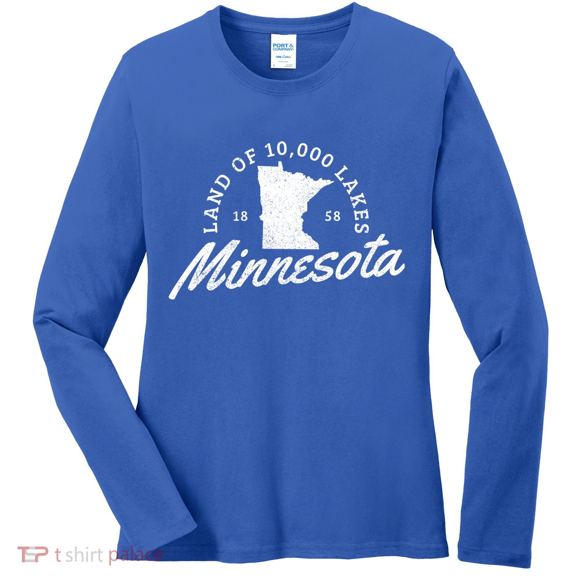 Minnesota Land Of The 10000 Lakes State Map Souvenir Gift Women's Long Sleeve Shirt
