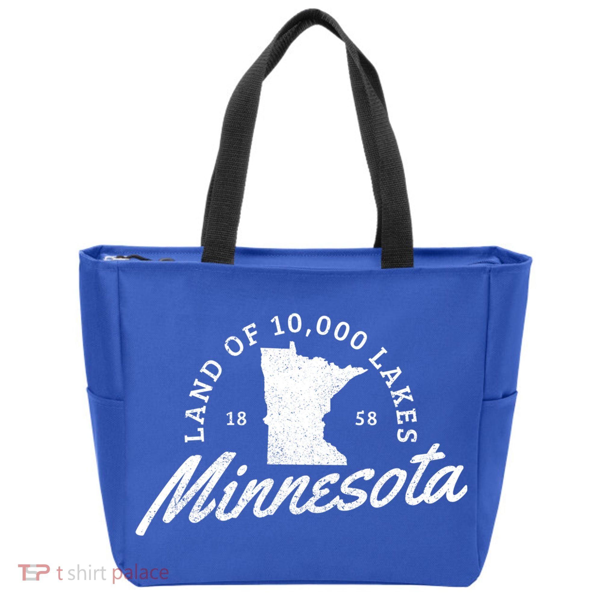 Minnesota Land Of The 10000 Lakes State Map Souvenir Gift Tote Bag