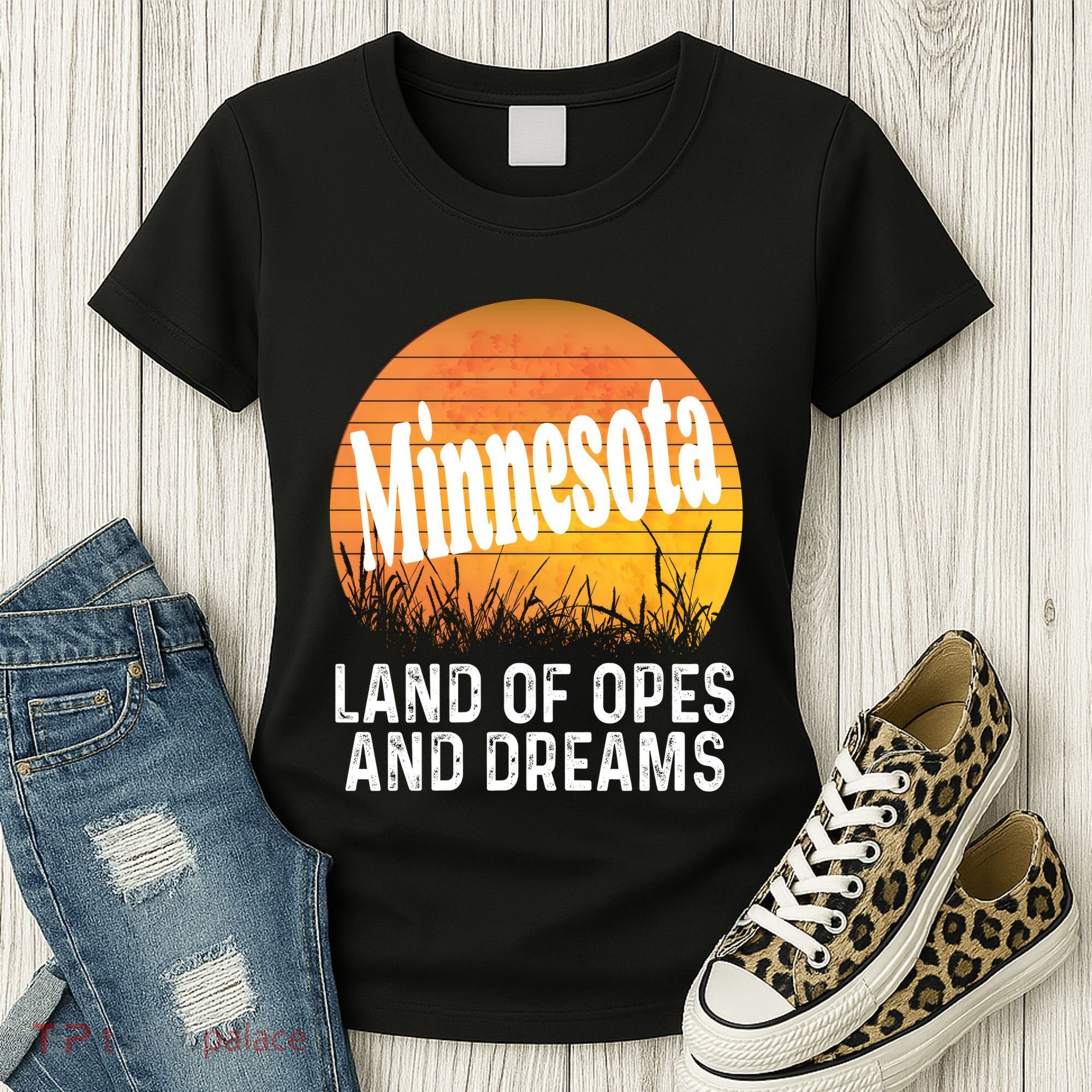 Minnesota Land Of Opes And Dreams Ope Sunset Field Funny Women's T-Shirt