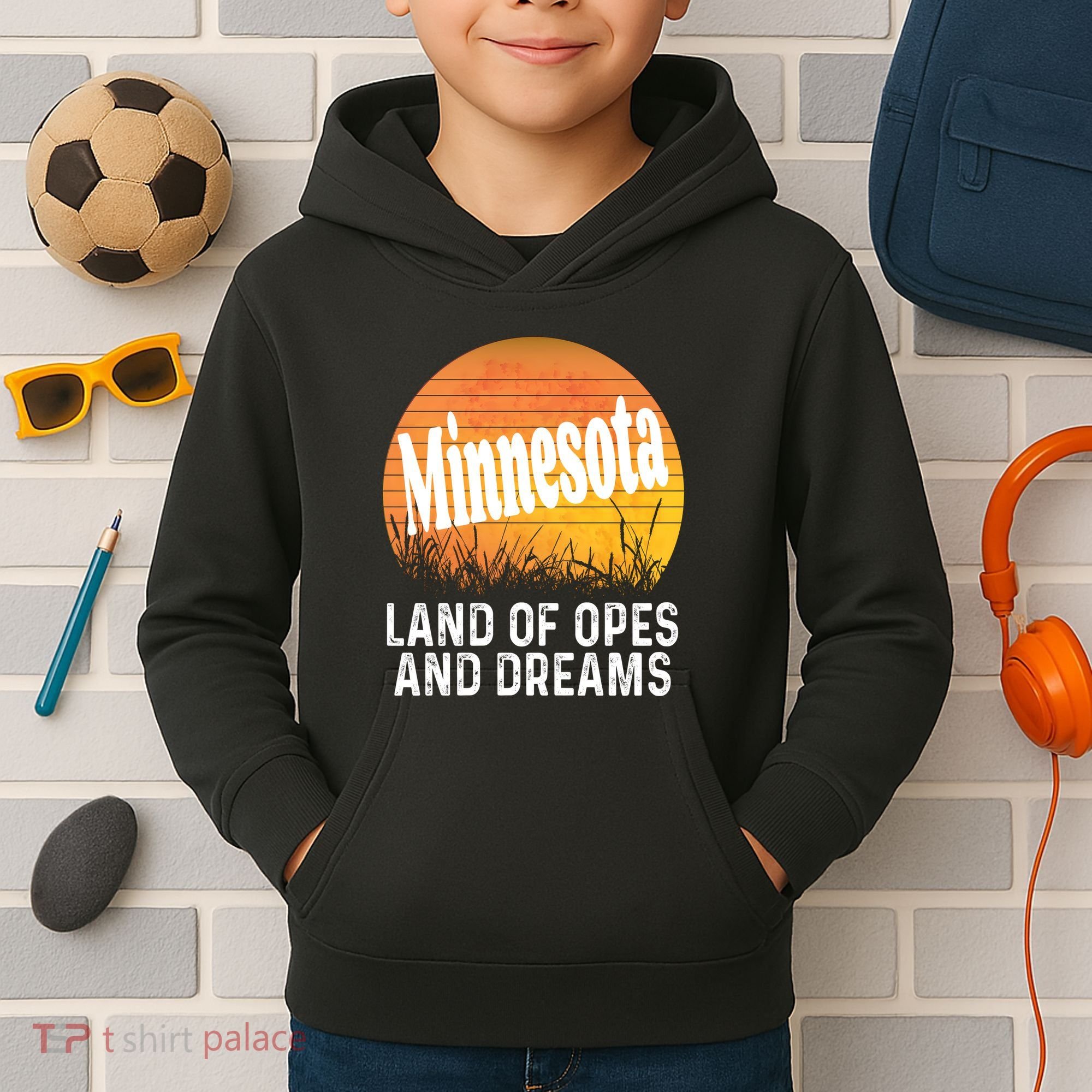 Minnesota Land Of Opes And Dreams Ope Sunset Field Funny Kids Hoodie