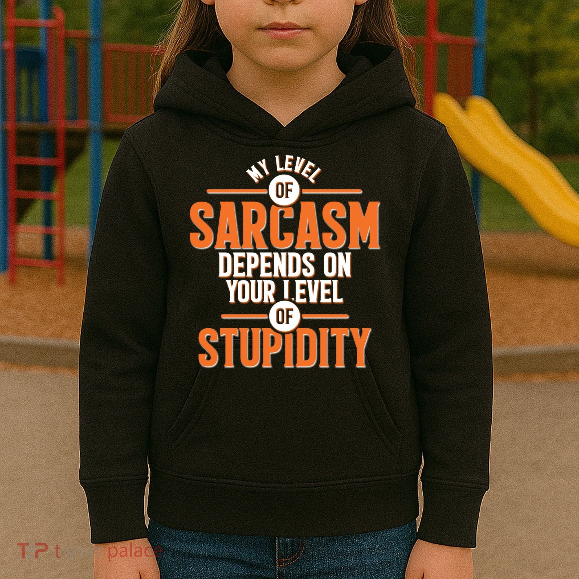 My Level Of Sarcasm Depends On Your Level Of Stupidity Kids Hoodie