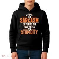 My Level Of Sarcasm Depends On Your Level Of Stupidity Kids Hoodie thumb 4