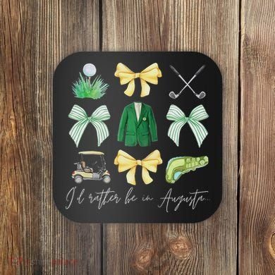 Master Let's Par Golf Tournament Coquette Bow Women Coaster