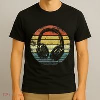 Music Lover Producer Dj Gifts Funny Retro Headphones T-Shirt thumb 3
