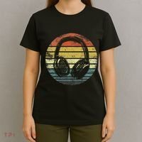 Music Lover Producer Dj Gifts Funny Retro Headphones T-Shirt thumb 4