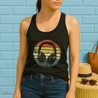 Music Lover Producer Dj Gifts Funny Retro Headphones Women's Tank Top thumb 2