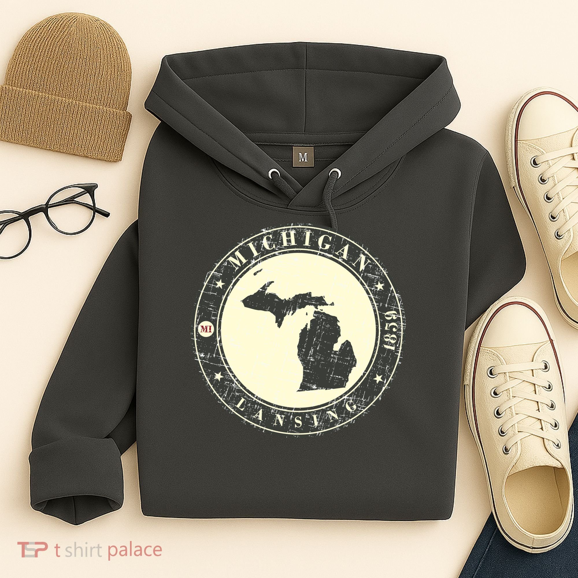 Michigan Lansing Retro Hoodie
