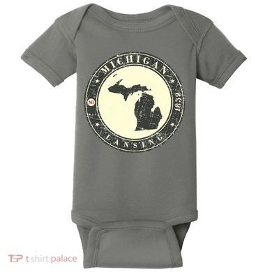 Michigan Lansing Retro Baby Bodysuit