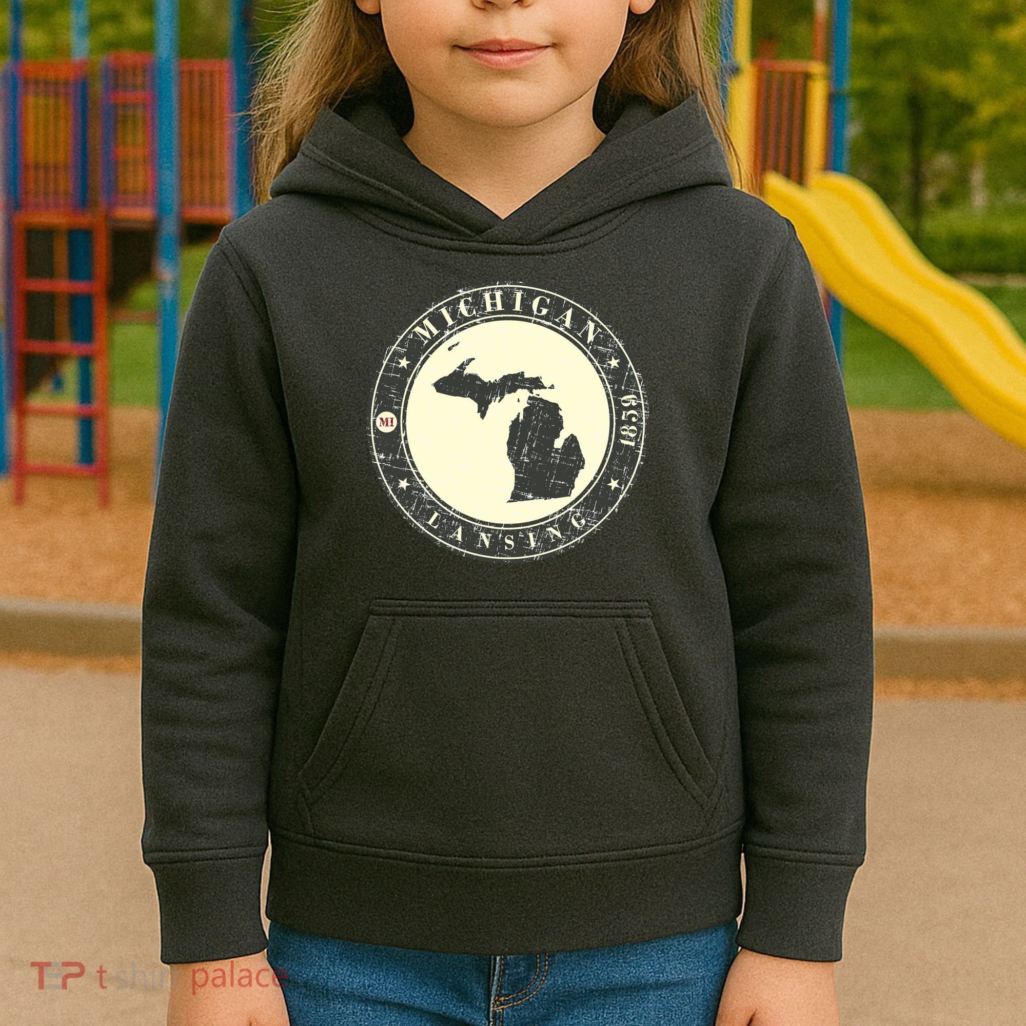 Michigan Lansing Retro Kids Hoodie