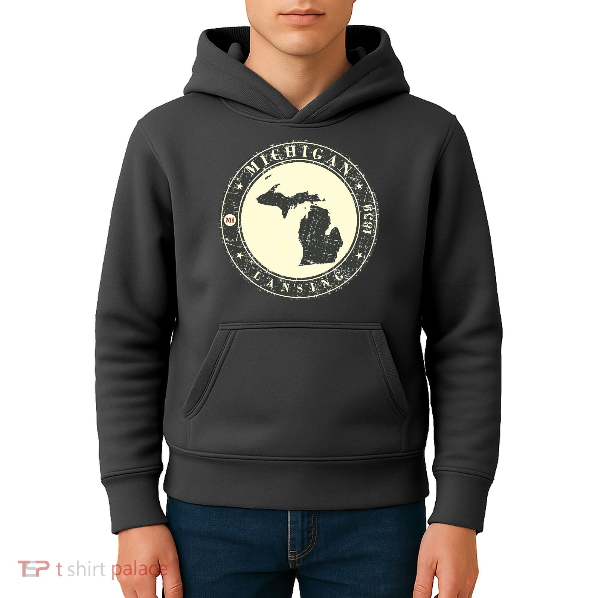 Michigan Lansing Retro Kids Hoodie