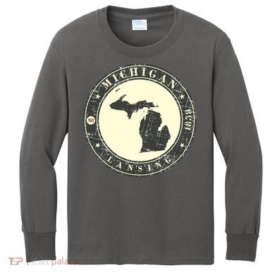 Michigan Lansing Retro Kids Long Sleeve Shirt