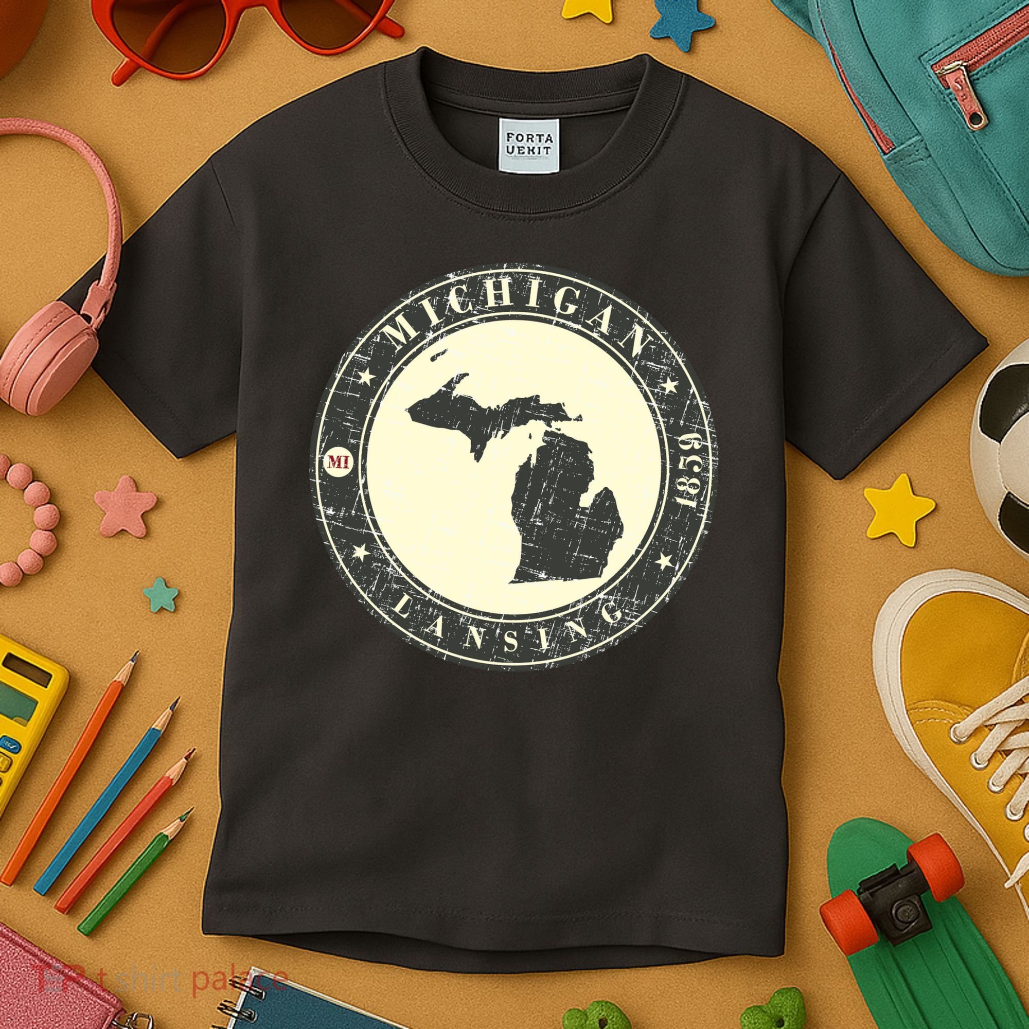 Michigan Lansing Retro Kids T-Shirt