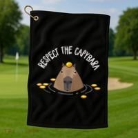 Meme Lover Respect Capybara Golf Towel thumb 1