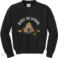 Meme Lover Respect Capybara Kids Sweatshirt thumb 0
