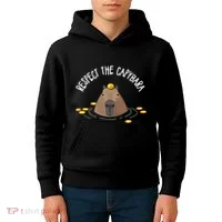 Meme Lover Respect Capybara Kids Hoodie thumb 4