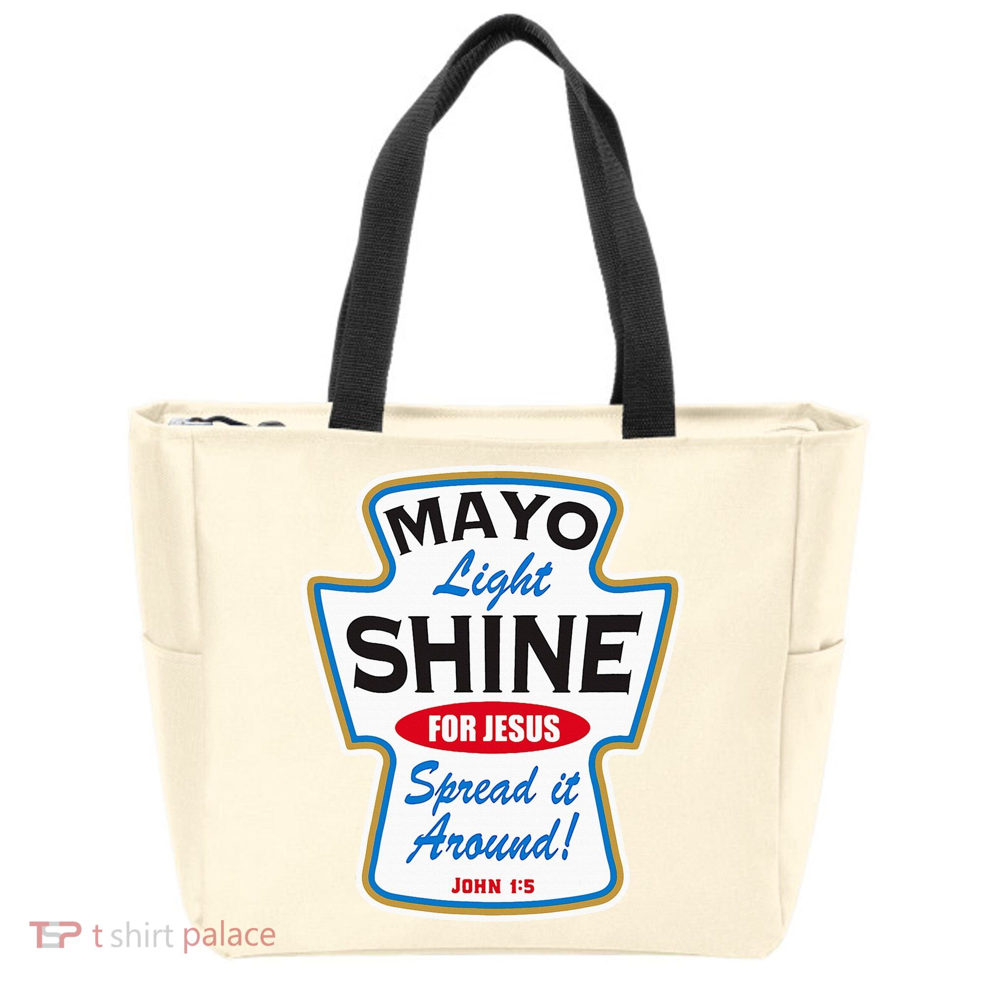 Mayo Light Shine Funny Christian Tote Bag